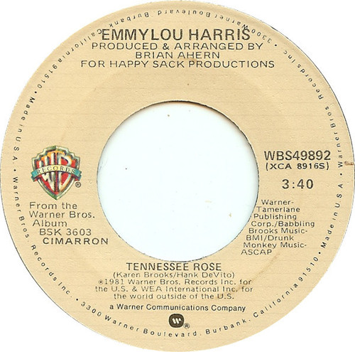 Emmylou Harris - Tennessee Rose (7", Jac)