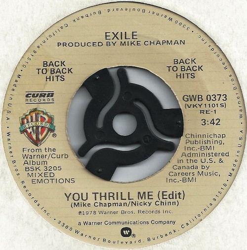 Exile (7) - You Thrill Me / Kiss You All Over (7", Single, RE, Jac)