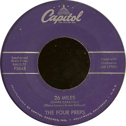 The Four Preps - 26 Miles (Santa Catalina) / It's You (7", Scr)