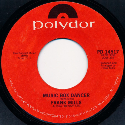 Frank Mills - Music Box Dancer (7", Single, Styrene, PRC)
