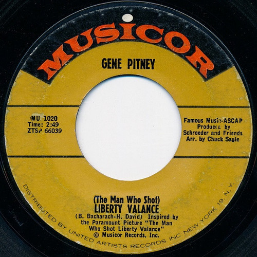 Gene Pitney - (The Man Who Shot) Liberty Valance (7", Single)
