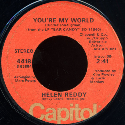 Helen Reddy - You're My World (7", Single, Win)