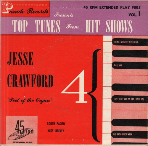 Jesse Crawford - Top Tunes From Hit Shows Vol. 1 (7", EP, Red)