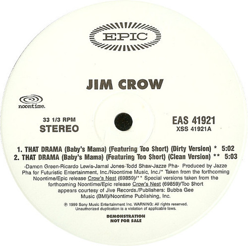 Jim Crow - That Drama (Baby's Mama) (12", Promo)