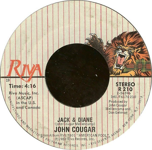 John Cougar* - Jack & Diane (7", Single, Styrene, 19)