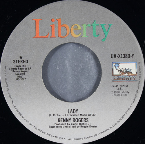 Kenny Rogers - Lady / Sweet Music Man (7", Single, Spe)