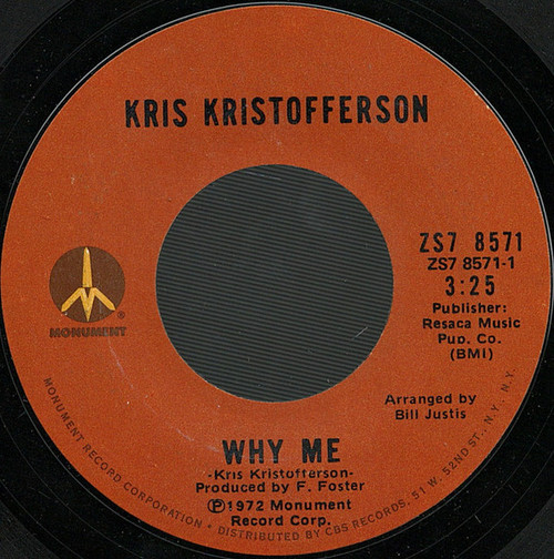 Kris Kristofferson - Why Me / Help Me (7", Single)