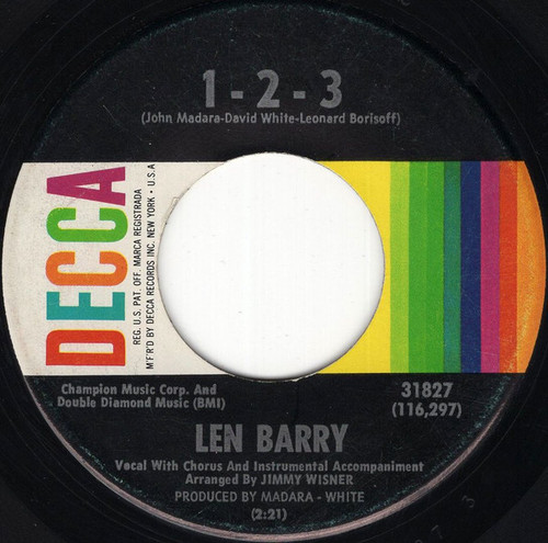 Len Barry - 1 - 2 - 3 (7", Single, ◆ P)