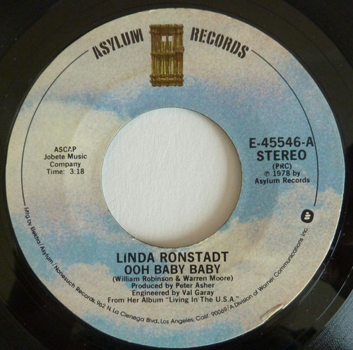 Linda Ronstadt - Ooh Baby Baby / Blowing Away (7", PRC)