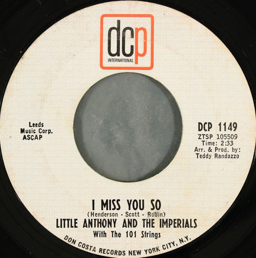 Little Anthony And The Imperials* - I Miss You So (7", Mono, Styrene, Pit)