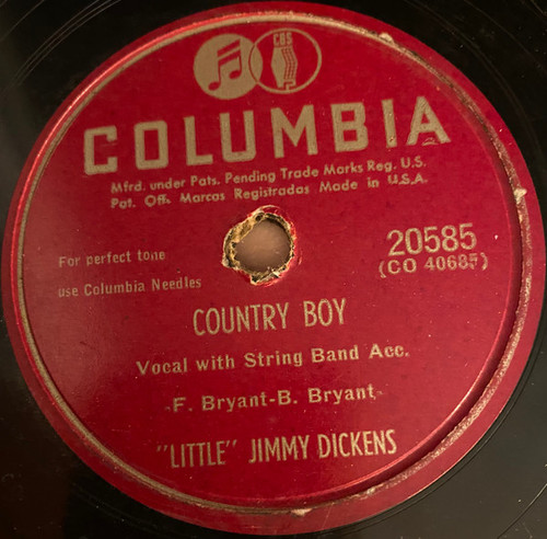 "Little" Jimmy Dickens* - Country Boy / I'm Fading Fast With The Time (Shellac, 10")