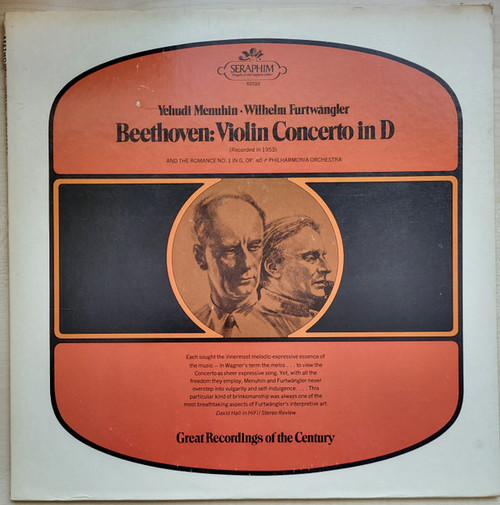 Beethoven* : Yehudi Menuhin • Wilhelm Furtwängler, Philharmonia Orchestra - Violin Concerto In D - Romance No. 1 In G, Op. 40 (LP, Mono)