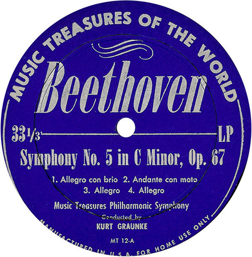 Beethoven* / Schubert* / Kurt Graunke / Leopold Emmer / Music Treasures Philharmonic Symphony - Symphony No. 5 In C Minor, Op. 67 / Symphony No. 8 In B Minor, The "Unfinished" (LP)