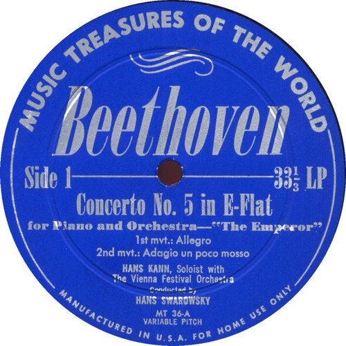 Beethoven*, The Vienna Festival Orchestra*, Symphony Orchestra Of Radio Berlin*, Hans Swarowsky, F. Konwitschny*, Hans Kann - Concerto No. 5 In E Flat For Piano And Orchestra - "The Emperor" (LP)