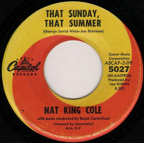 Nat King Cole - That Sunday, That Summer / Mr. Wishing Well (7", Scr)