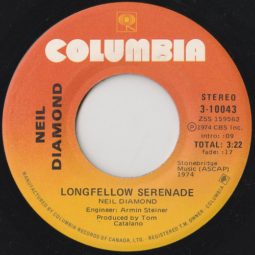 Neil Diamond - Longfellow Serenade (7", Single)
