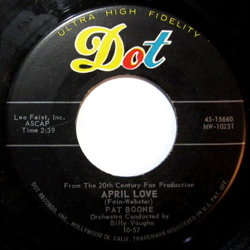 Pat Boone - April Love (7", Single, Ind)