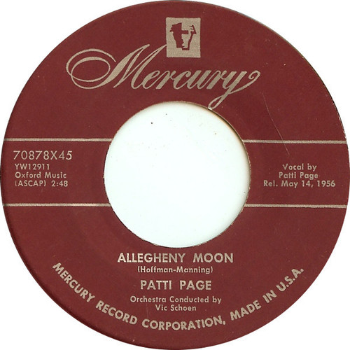 Patti Page - Allegheny Moon / The Strangest Romance (7", Single, Scr)