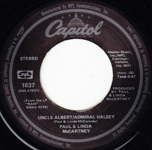 Paul & Linda McCartney - Uncle Albert / Admiral Halsey (7", Single, RE)