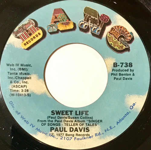Paul Davis (3) - Sweet Life (7", Single, Styrene, Ter)