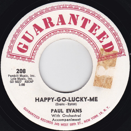 Paul Evans - Happy-Go-Lucky-Me / Fish In The Ocean (Bubbly Bum Bum) (7")