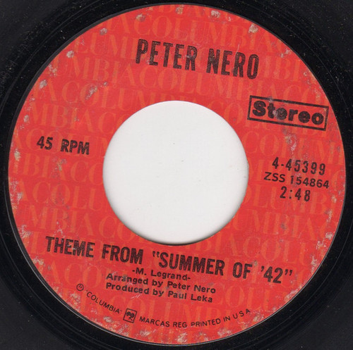 Peter Nero - Theme From "Summer Of '42" (7", Single, Ter)