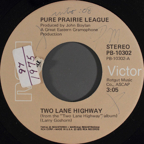Pure Prairie League - Two Lane Highway (7", Single)
