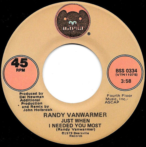 Randy Vanwarmer - Just When I Needed You Most / Your Light (7", Single, Spe)