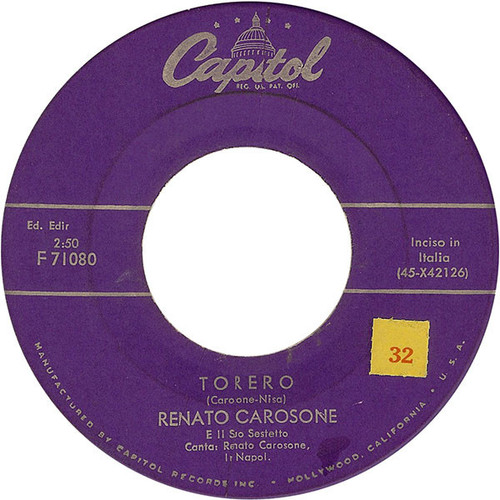 Renato Carosone E Il Suo Sestetto - Torero / Chella Llà (7", Single, Scr)