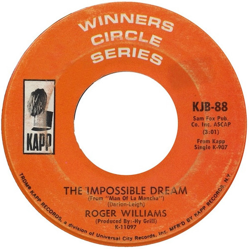Roger Williams (2) - The Impossible Dream (7", Single)