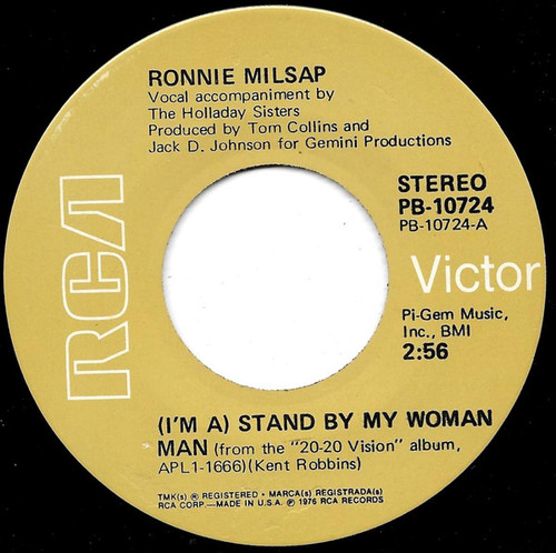 Ronnie Milsap - (I'm A) Stand By My Woman Man / Lovers, Friends And Strangers (7", Ind)
