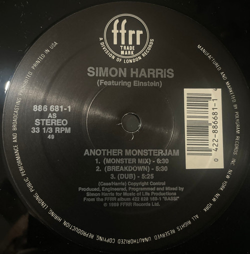 Simon Harris - Another Monster Jam / (I've Got Your) Pleasure Control (12")