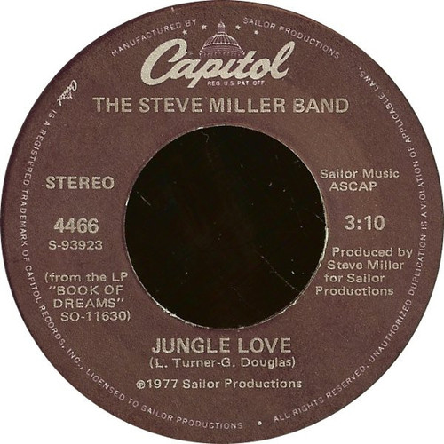 The Steve Miller Band* - Jungle Love (7", Single, Win)