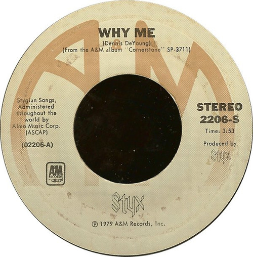 Styx - Why Me / Lights (7", Styrene, Ter)