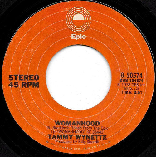 Tammy Wynette - Womanhood / 50 Words Or Less (7", Single, Pit)