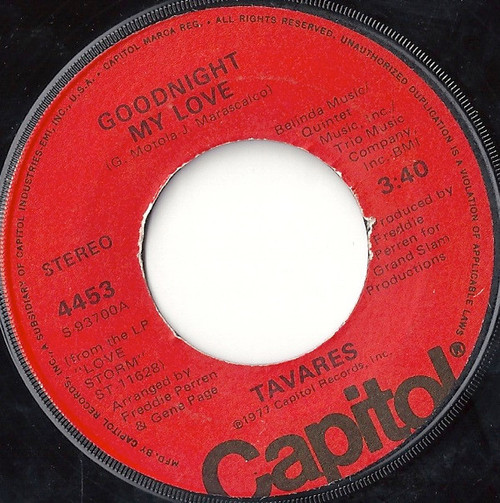 Tavares - Goodnight My Love (7", Single, Win)