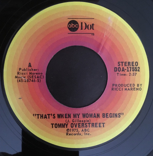 Tommy Overstreet - That's When My Woman Begins (7")