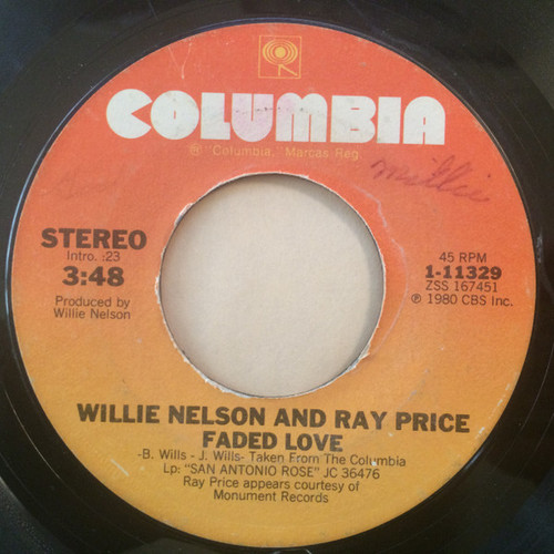 Willie Nelson And Ray Price - Faded Love (7", Single, Styrene, Ter)