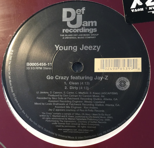 Young Jeezy Featuring Jay-Z - Go Crazy (12")