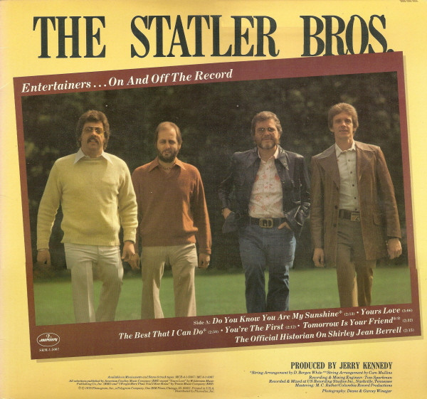 The Statler Bros.* - Entertainers...On And Off The Record (LP, Album, Ter)