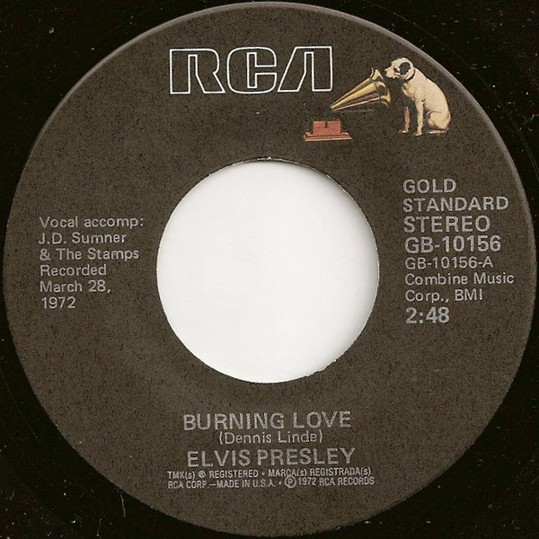 Elvis Presley - Burning Love (7", Single, RE)