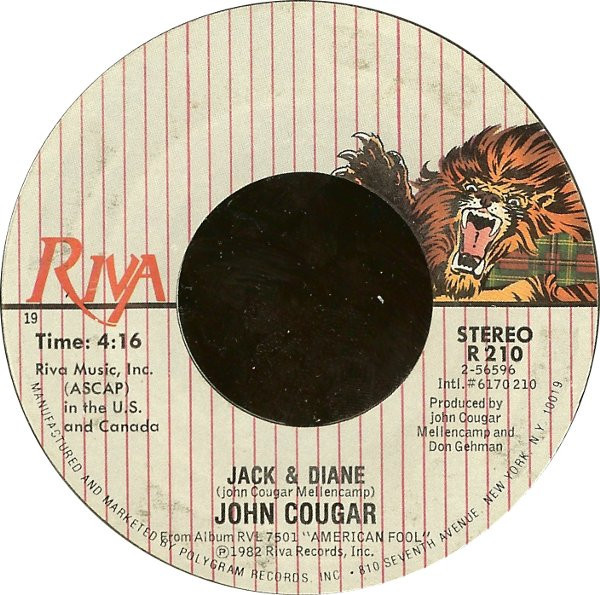 John Cougar Mellencamp - Jack & Diane - Riva (2) - R 210 - 7", Single, Styrene, 19 715637111