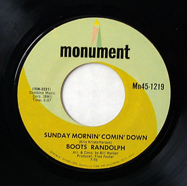 Boots Randolph - Sunday Mornin' Comin' Down (7", Single)