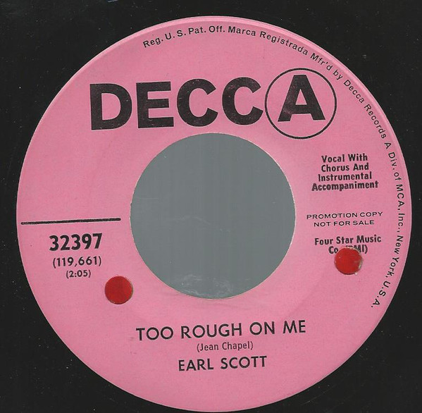Earl Scott - Bottle In My Hand / Too Rough On Me (7", Promo)