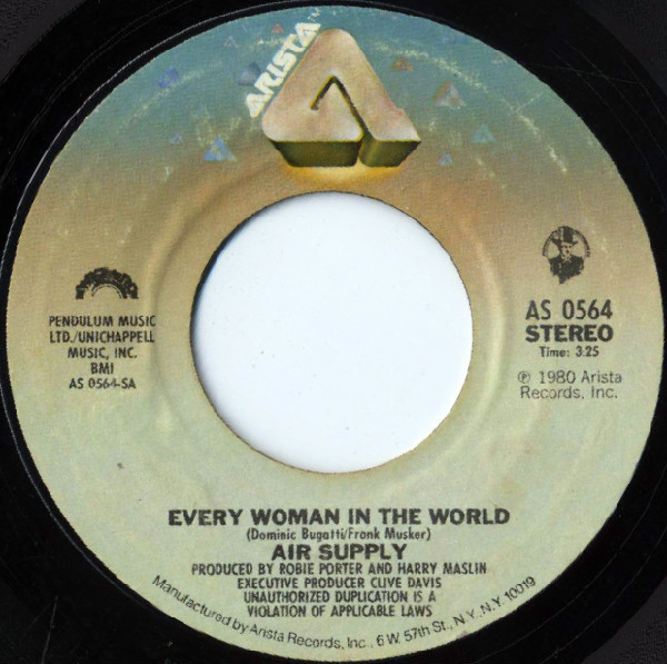 Air Supply - Every Woman In The World - Arista - AS 0564 - 7", Single 743967751
