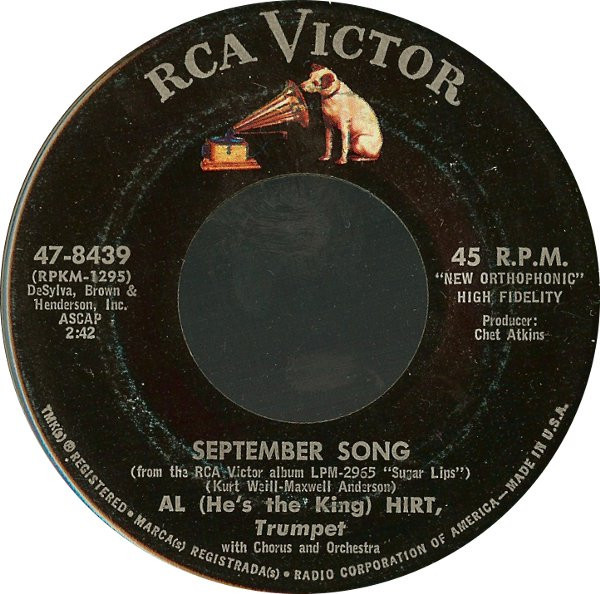 Al (He's The King) Hirt* - September Song / Up Above My Head (I Hear Music In The Air) (7", Hol)