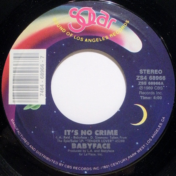 Babyface - It's No Crime (7", Single, Styrene)