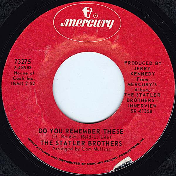 The Statler Brothers - Do You Remember These / Since Then (7", Single, Styrene, Phi)