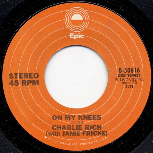 Charlie Rich With Janie Fricke - On My Knees (7", Single, Styrene, Pit)