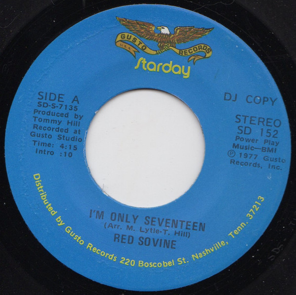Red Sovine - I'm Only Seventeen  (7", Mono, Promo)